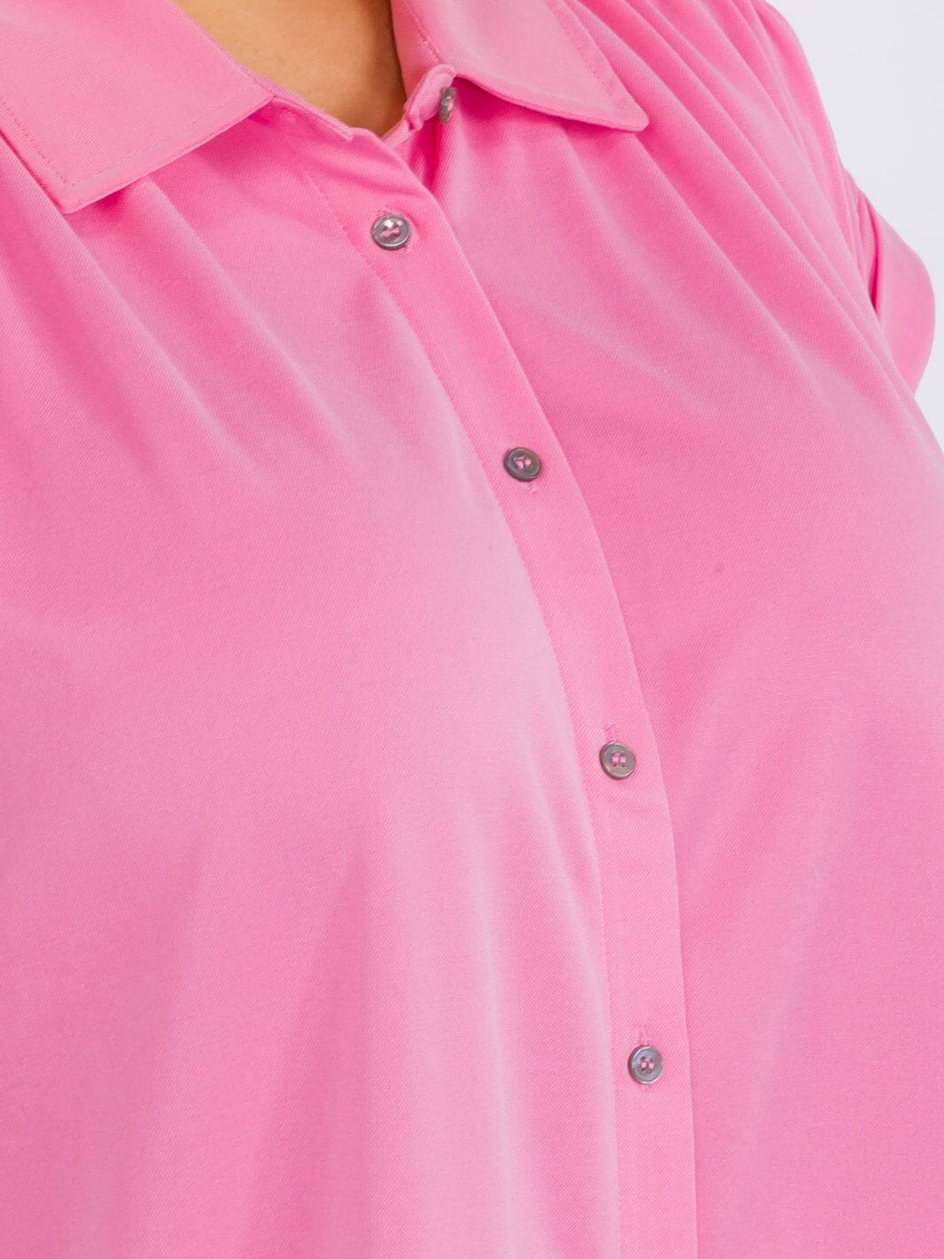 Short Sleeve Button Up Blouse Top - Bubblegum