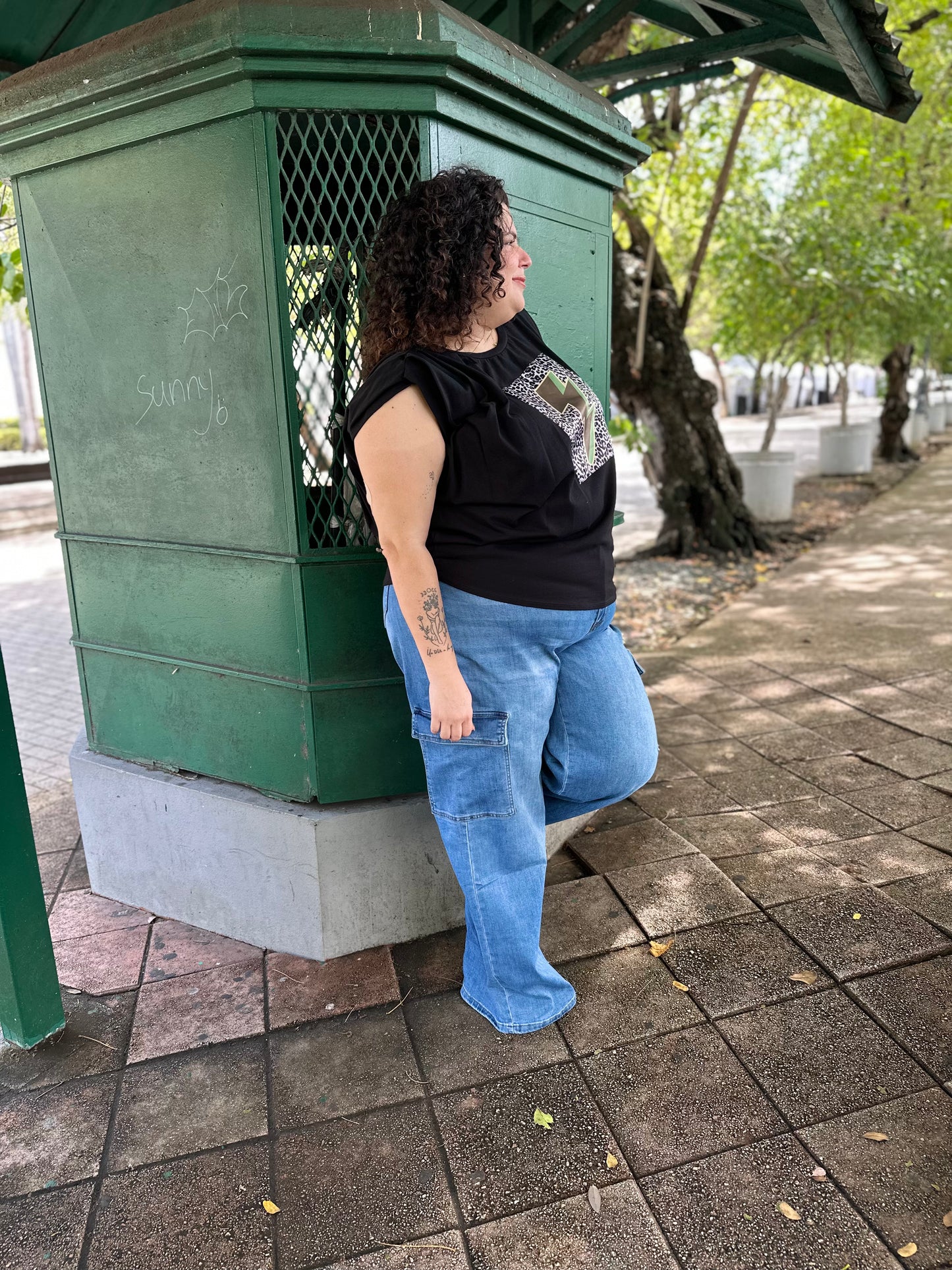 Drawstring Cargo Denim Pants