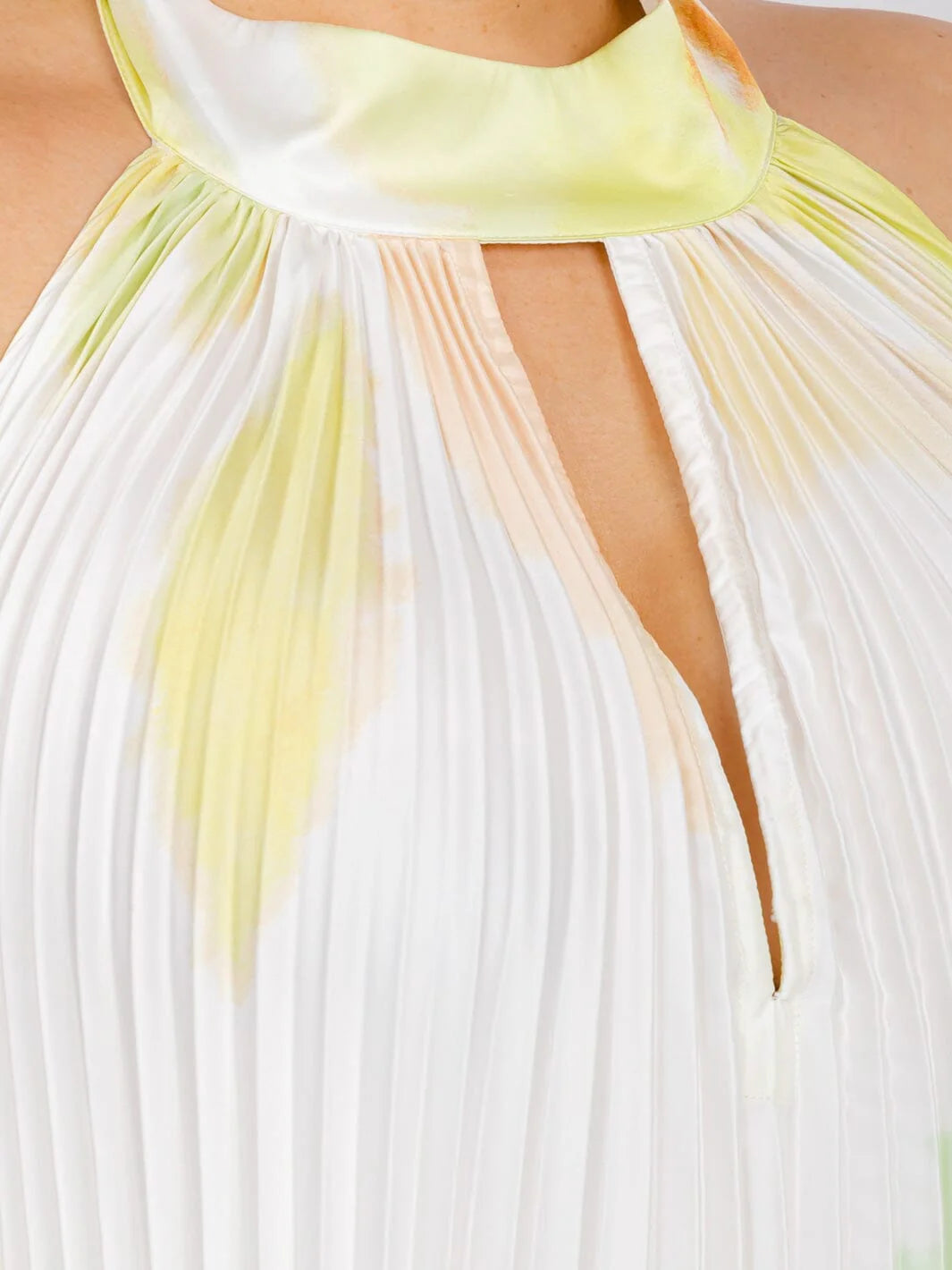 Sleeveless Key Hole Open Back Tie DYE Maxi Dress - Lime