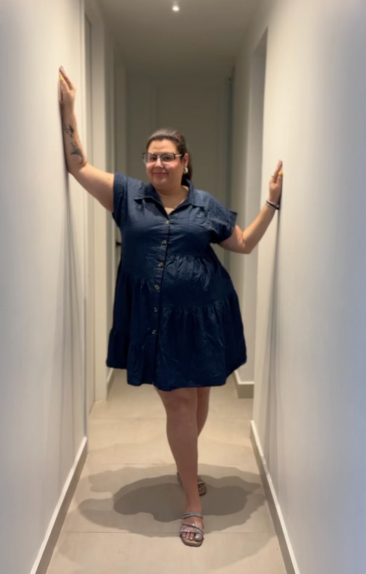 Denim Middi Dress with button down
